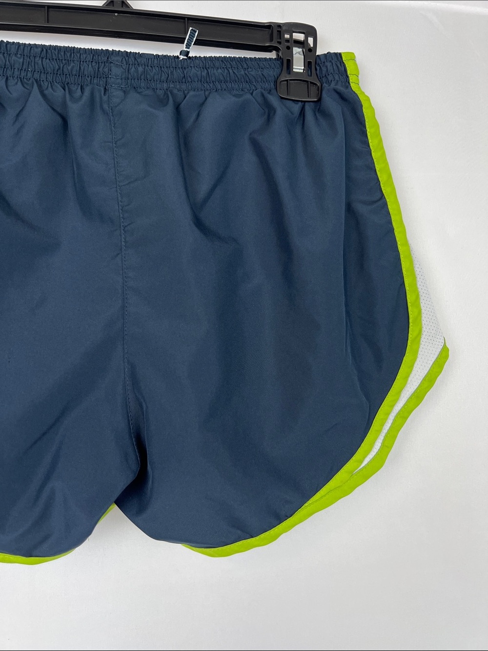 Nike Women's Navy Athletic Shorts with Lime Trim - Picture 5 of 10